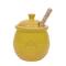 4&#x22; Yellow Ceramic Honey Pot &#x26; Wood Dipper